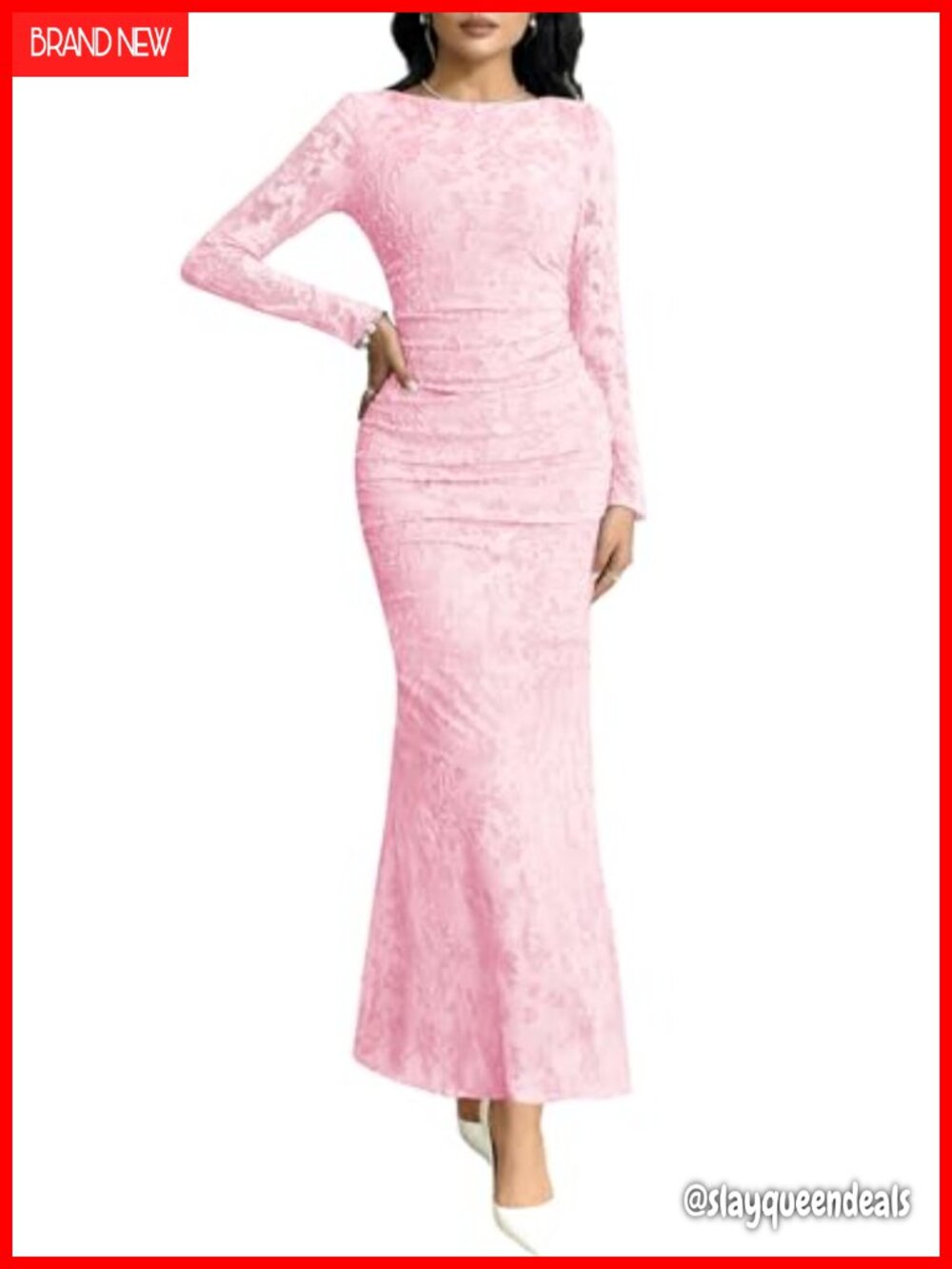 Long Sleeve Maxi Dress Formal Wedding Guest Bodycon Floral Lined